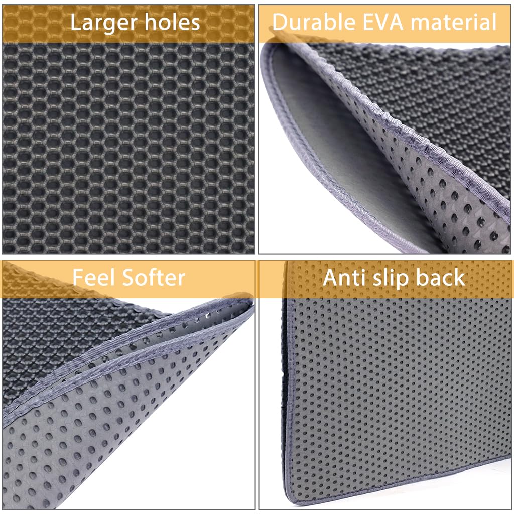 Qpets Cat Litter Mat, 17.7 by 23.6 inches Litter Mat Double Layer Open Edge Design, Waterproof EVA Material, Durable and Washable, Cats Litter Box, Cat Litter Tray (Grey) Qpets Cat Litter Mat, 17.7 by 23.6 inches Litter Mat Double Layer Open Edge Design, Waterproof EVA Material, Durable and Washable, Cats Litter Box, Cat Litter Tray (Grey)